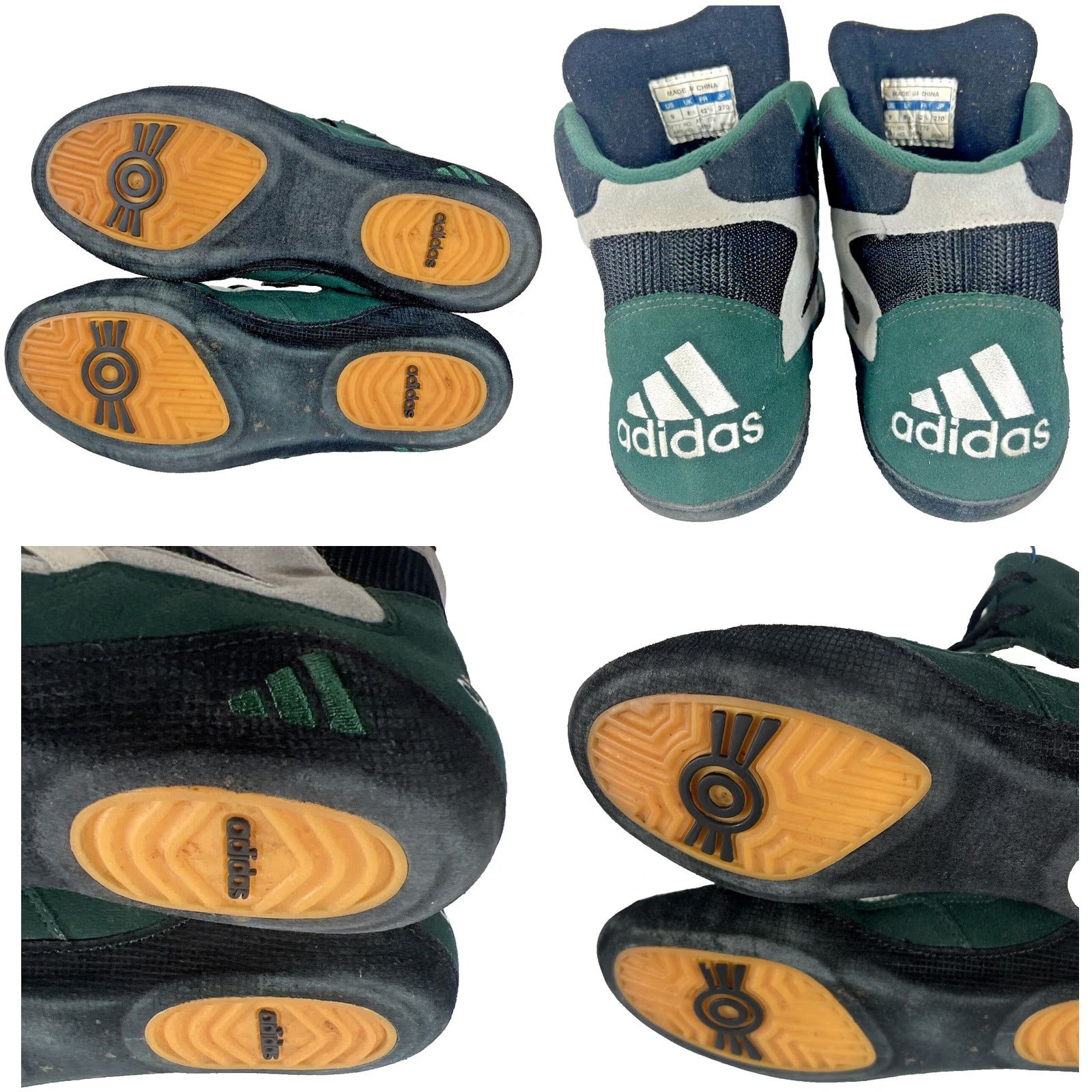 VINTAGE adidas Nitro Wrestling Shoe Men 9 Green Grey Black  display picture 3