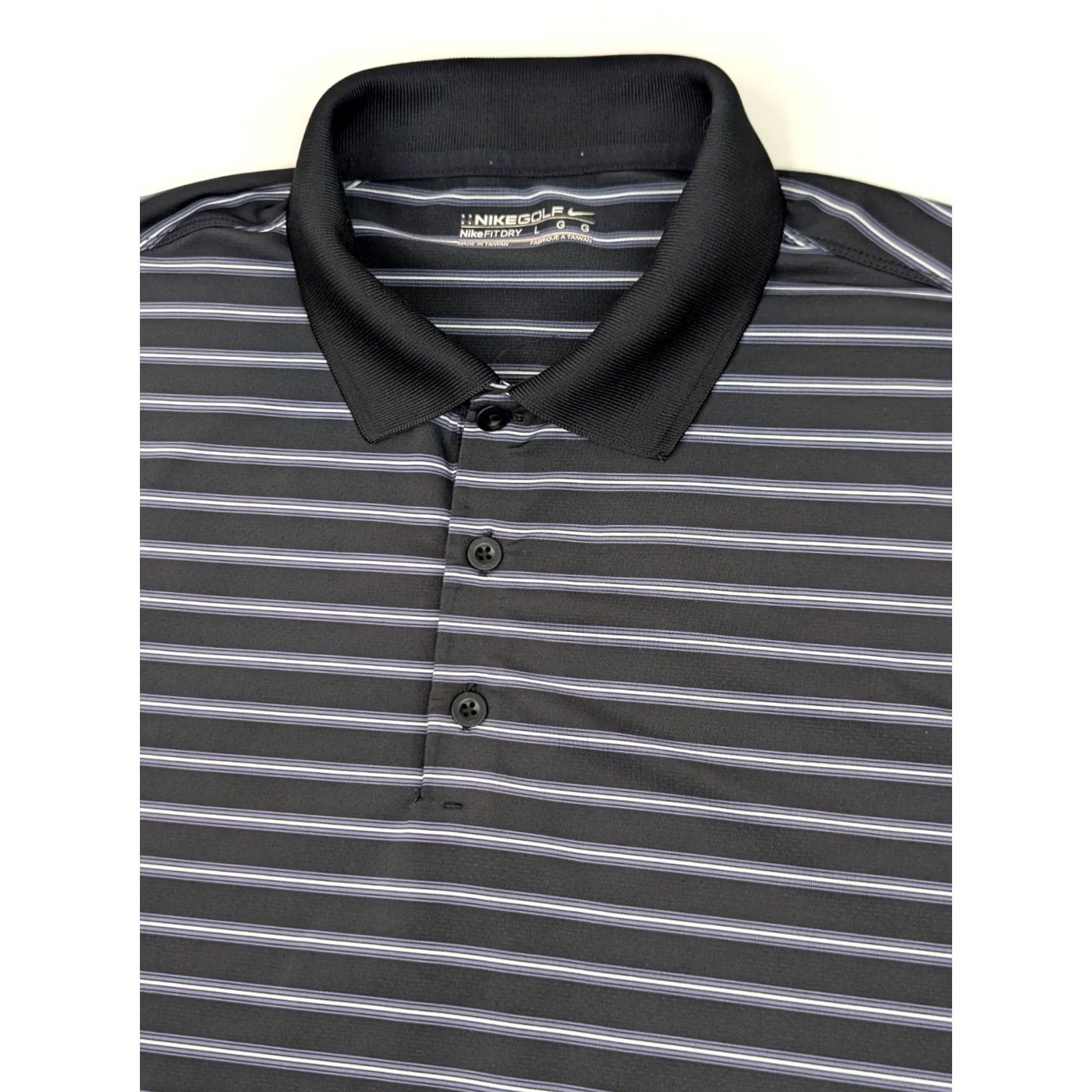 Nike Nike Golf Fit Dry Performance Polo Shirt Men L Black Striped Wicking - EUC Size US L / EU 52-54 / 3 - 2 Thumbnail