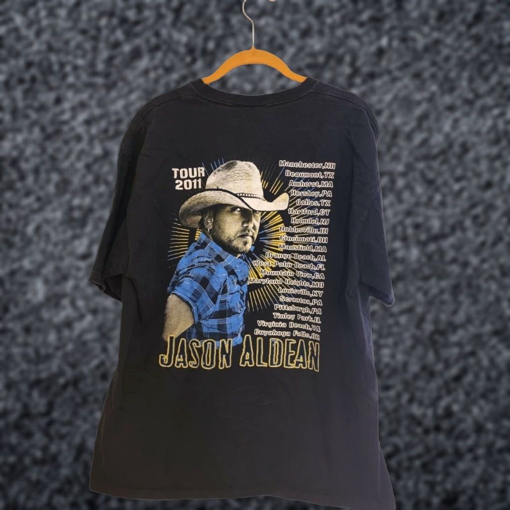 Fruit Of The Loom JASON ALDEAN My Kinda Party Concert Tour T-Shirt Mens XL Black 2011 Double Sided Graphic Tee Size US XL / EU 56 / 4 - 1 Thumbnail