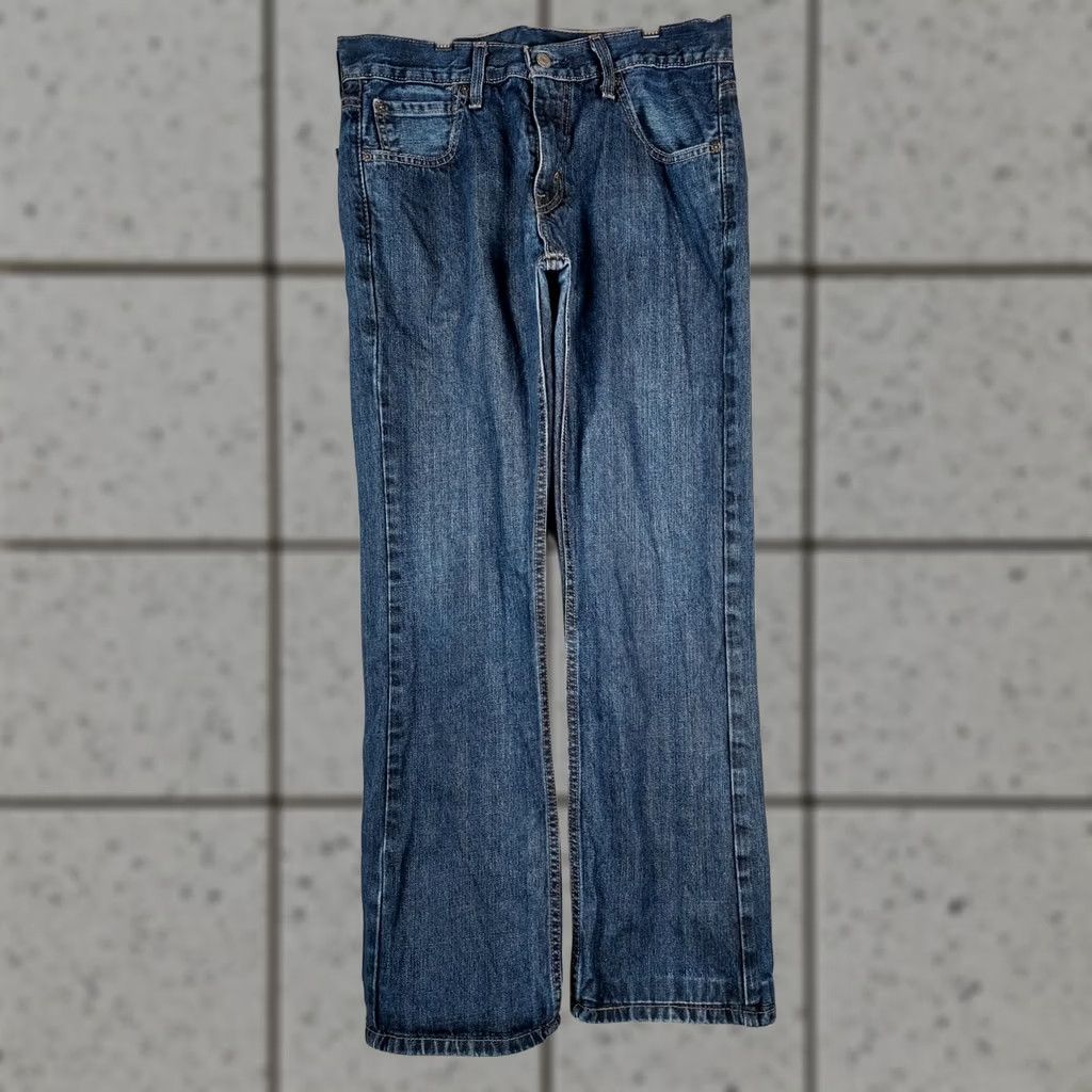 Levi's VINTAGE? (No) Levi's 527 Jeans Bootcut Men W31 30 Inseam Blue Denim Cotton 5-Pocket Logo Zip Rise Mid Regular Season All Size US 31 - 1 Thumbnail