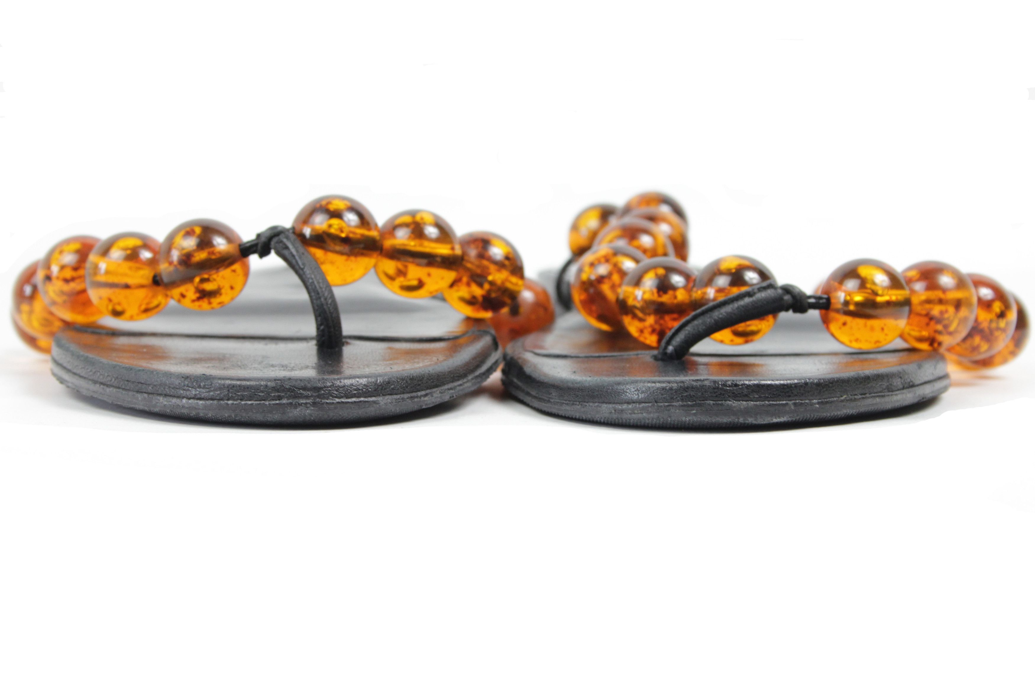 Jil Sander 2021SS Beaded Leather Flip Flops Size US 10.5 / IT 40.5 - 2 Thumbnail
