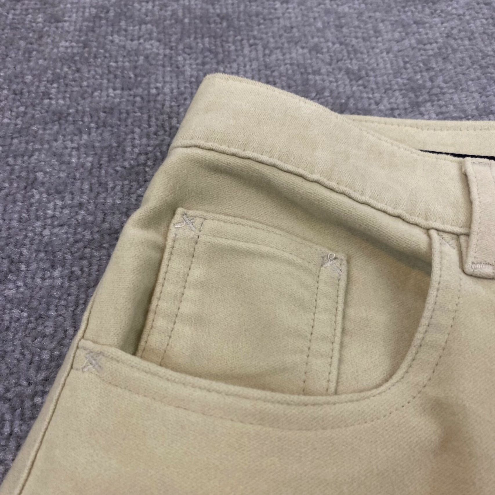 Vintage J. Peterman Pants Womens 28W 31.5L Light Yellow Pleated Chino Fuzzy, Regular, Button Zip, Cotton, Tapered, 10, Jacket? Size 32" / US 10 / IT 46 - 7 Thumbnail
