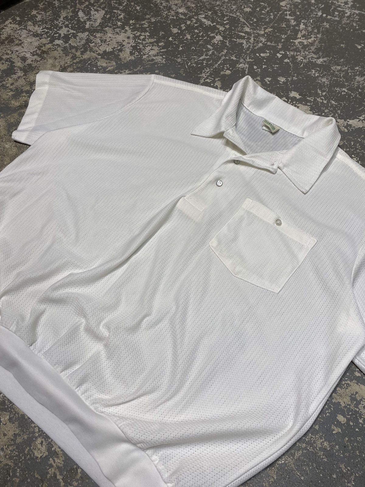 Haband × Vintage Vintage Haband White Summer Mesh Polo Tshirt Size US L / EU 52-54 / 3 - 4 Thumbnail