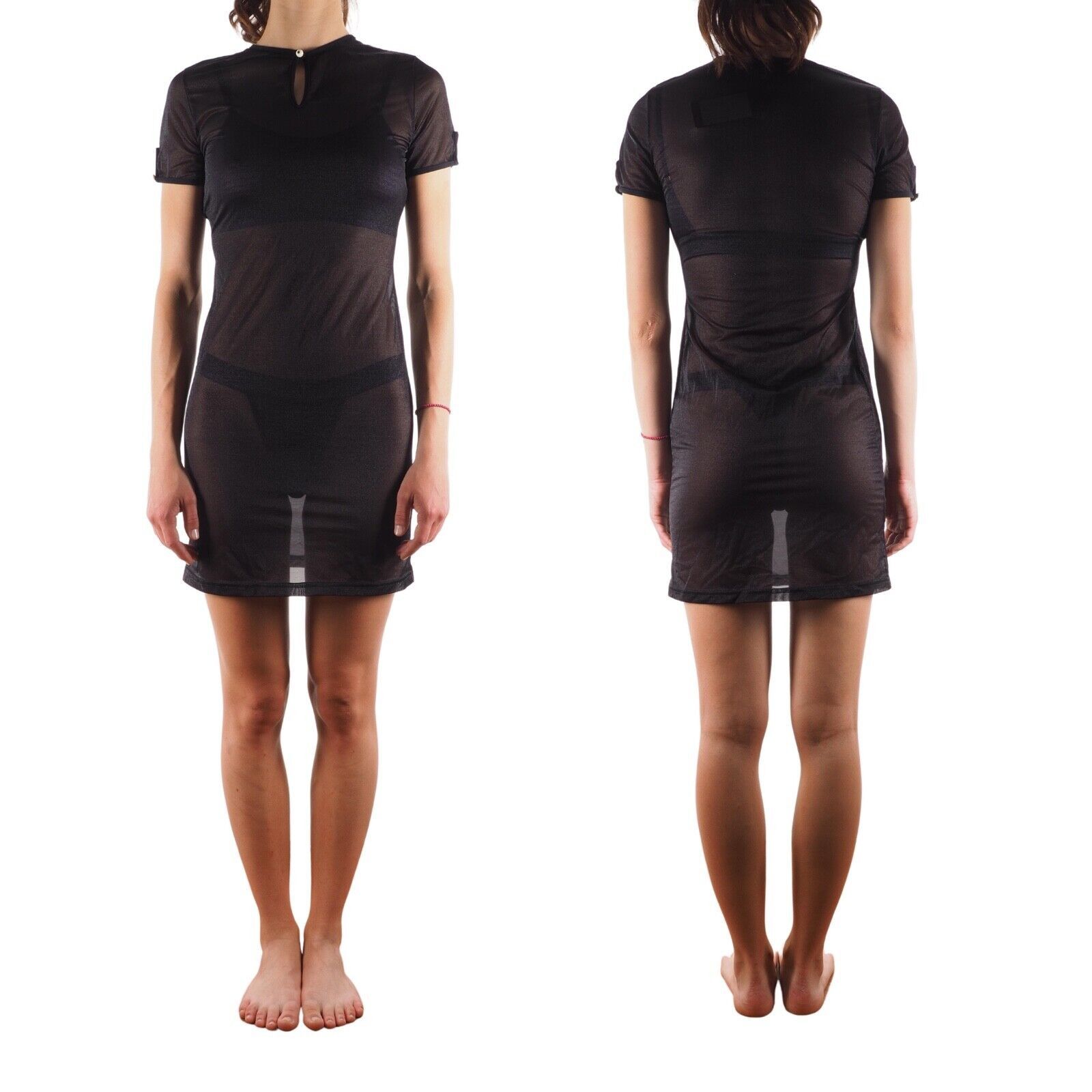 FENDI Mare Donna Black Sheer Beach Cocktail Mini Dress