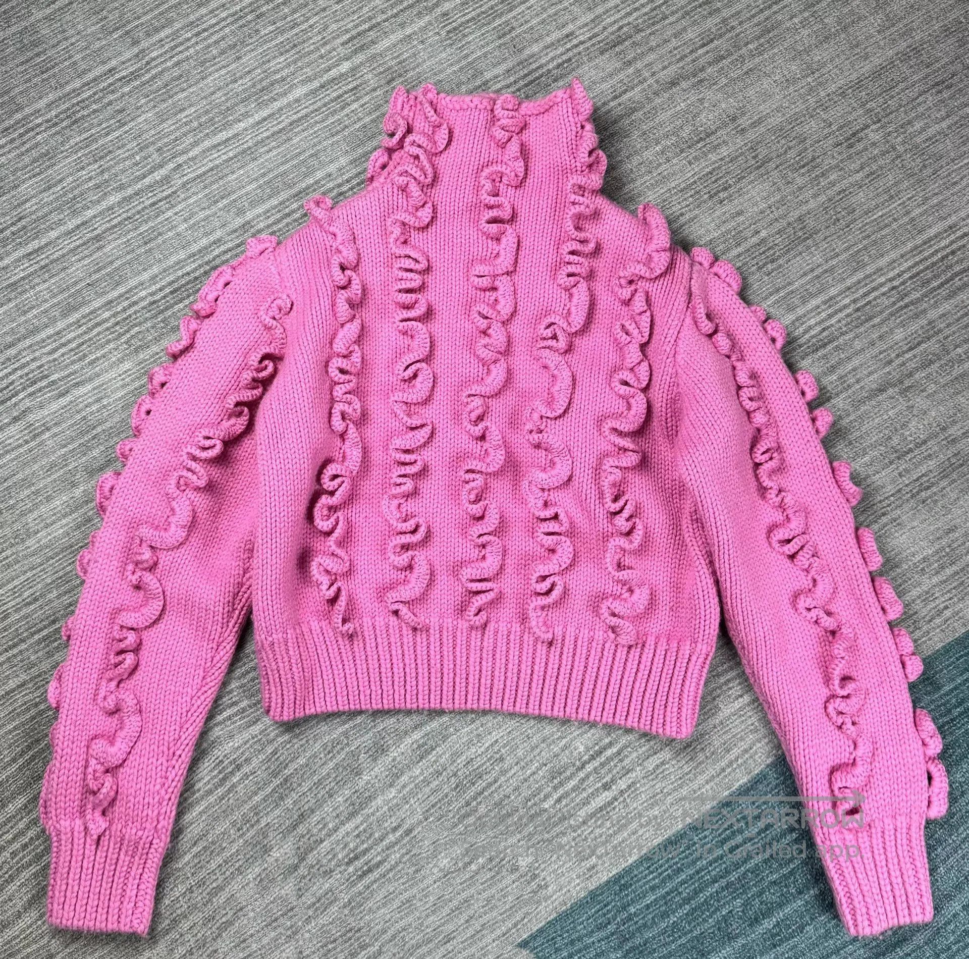 Vintage Pink Embellished Wool Long Sleeve Sweater. Size M / US 6-8 / IT 42-44 - 2 Thumbnail