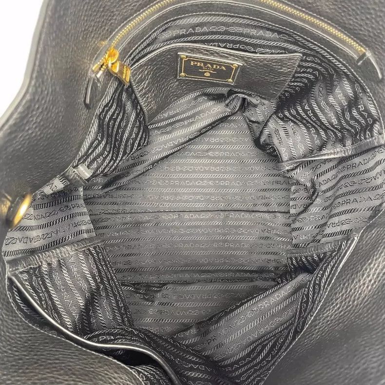 Prada Prada Black Leather Tote Bag with Strap -2505 Size ONE SIZE - 9 Thumbnail