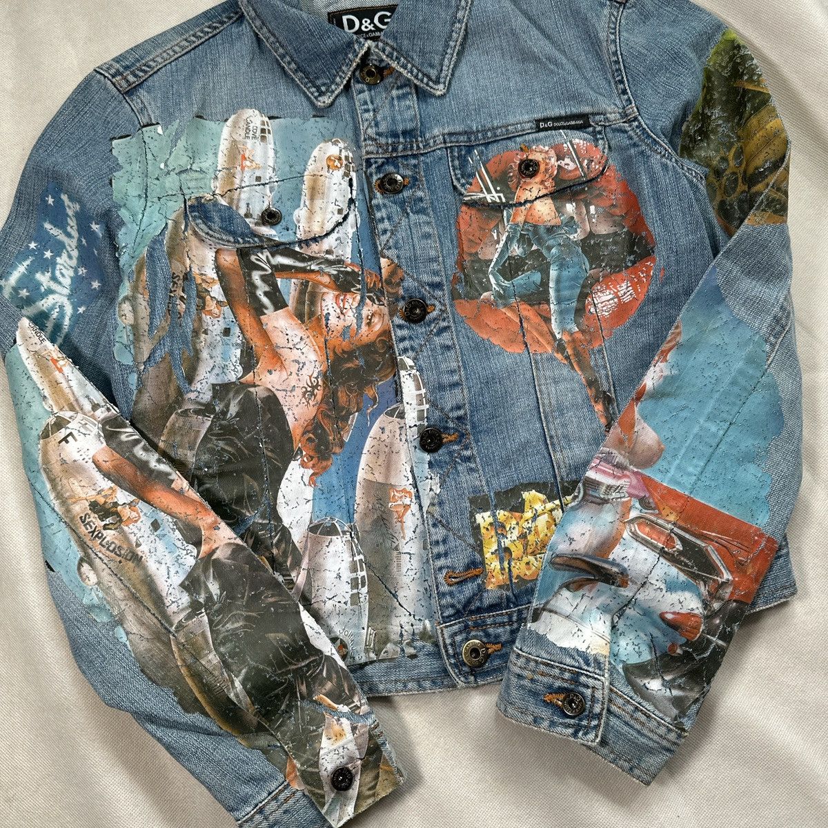 Dolce & Gabbana D&G / Dolce & Gabbana 2002 Painted Denim Jacket Size M / US 6-8 / IT 42-44 - 4 Thumbnail