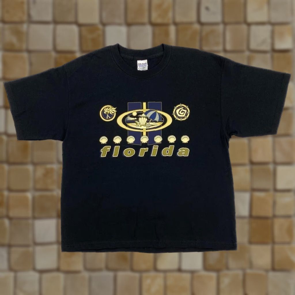 Gildan VINTAGE Florida (1999) Beach Souvenir Spellout Graphic T-Shirt Large Black Mens Shirt Size US L / EU 52-54 / 3 - 1 Thumbnail