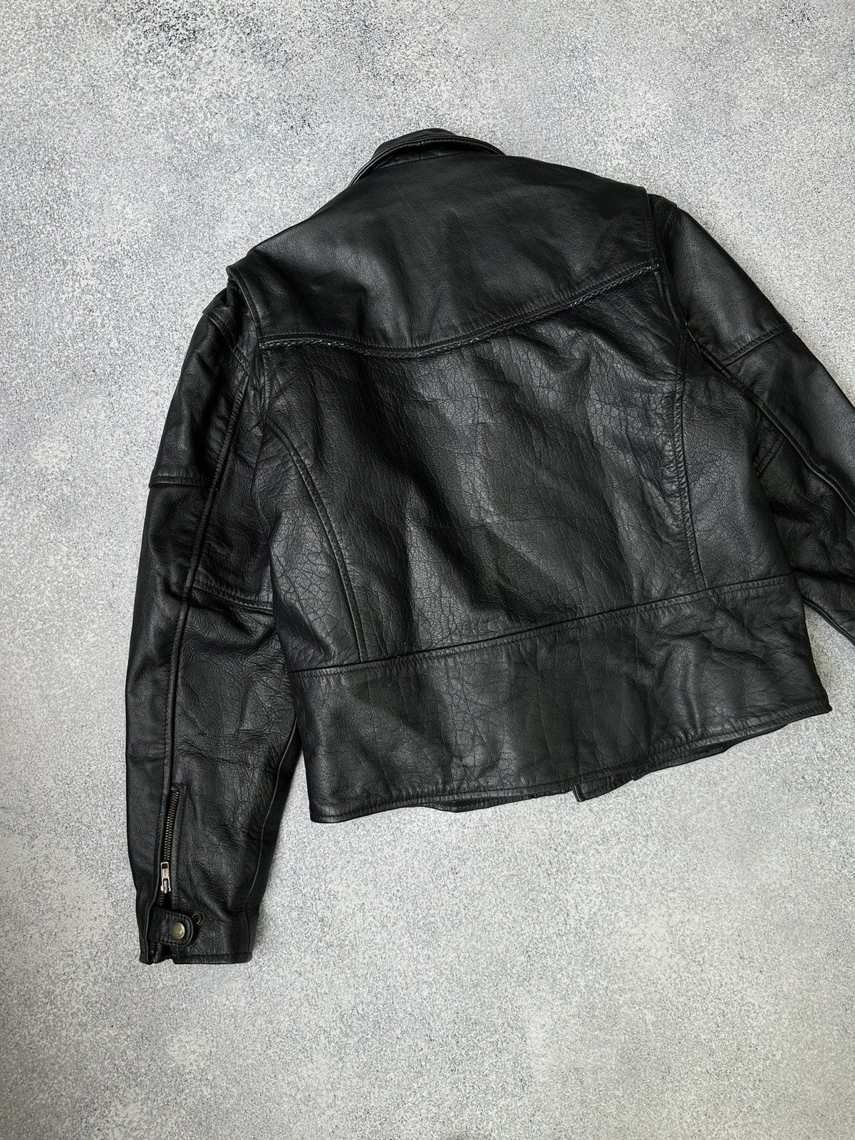 Genuine Leather × Vintage Vintage Genuine Leather Biker Motorcycle Heavy Jacket 90s Size US M / EU 48-50 / 2 - 14 Thumbnail