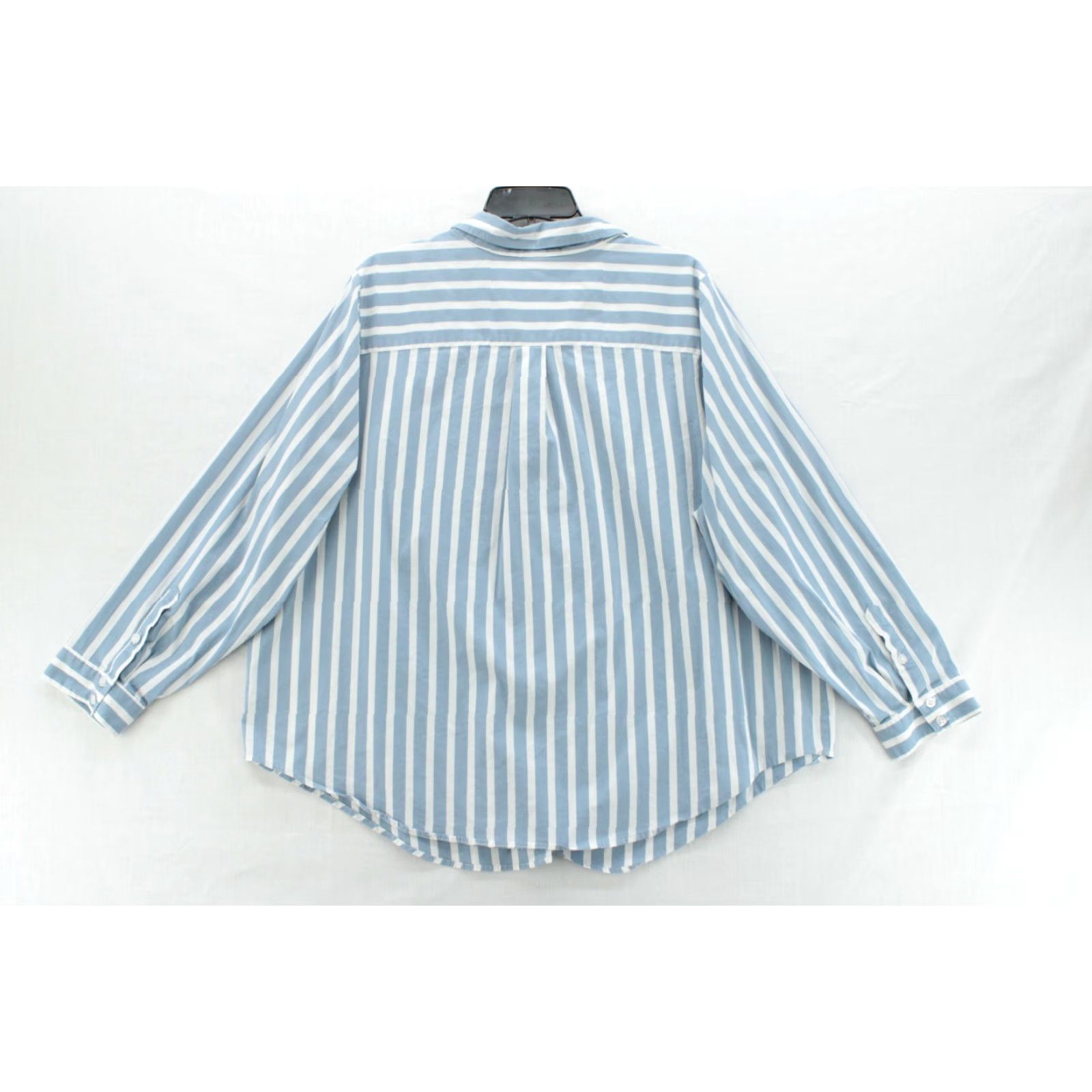 Torrid Torrid Madison Poplin Blouse Womens 4 Blue Striped Button Up Long Sleeve Size S / US 4 / IT 40 - 6 Thumbnail