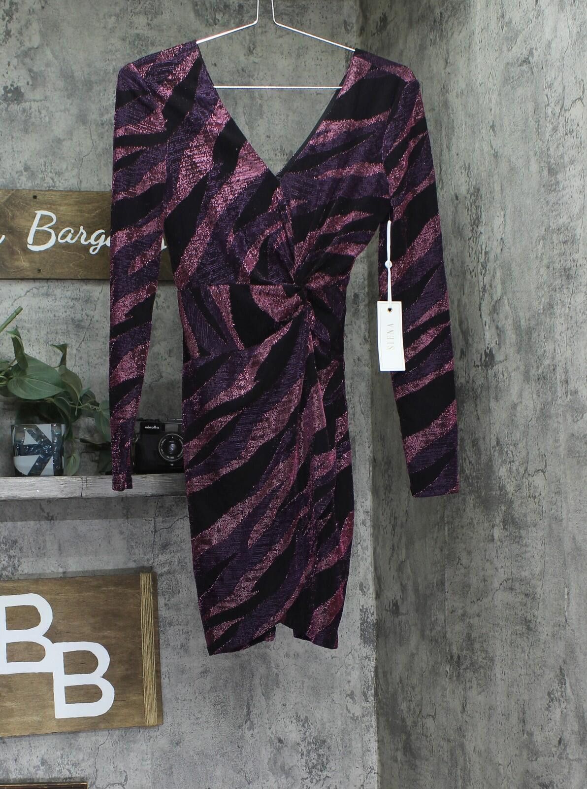 Signal Sport Nwt Siena Neck Side-twist Long-sleeve Dress Purple Multi 0 Size XS / US 0-2 / IT 36-38 - 1 Thumbnail
