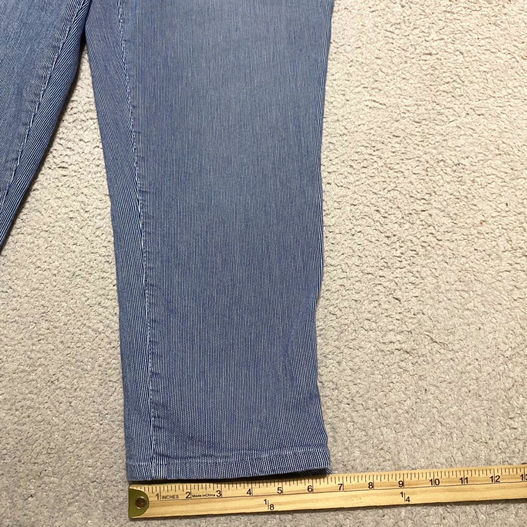 Vintage Chico's Womens Pants Blue Striped Capri High Rise Straight M Adults 29 In Waist Cotton Spandex Comfortable Pockets Casual 20.5 In Inseam Size 29" - 5 Thumbnail