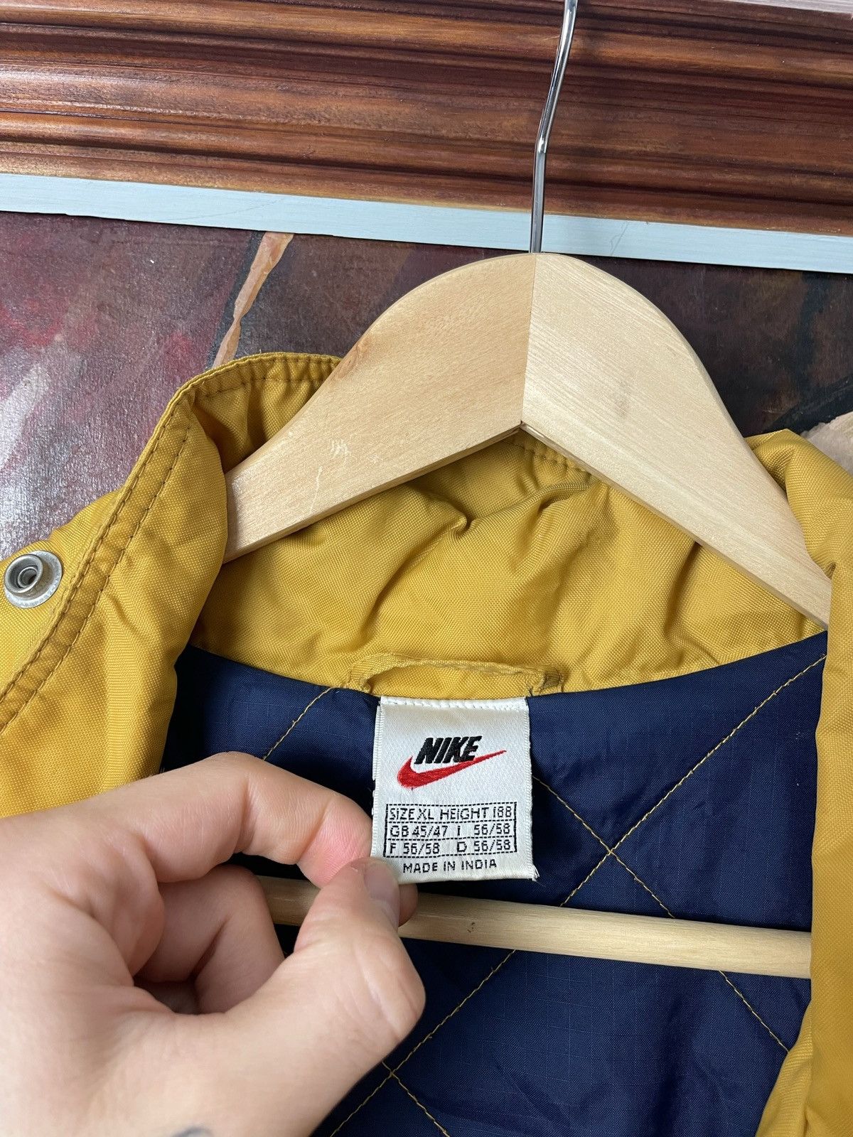 Nike Vintage 90s Nike Big Logo Yellow Jacket Parka Streetwear Size US XL / EU 56 / 4 - 4 Thumbnail