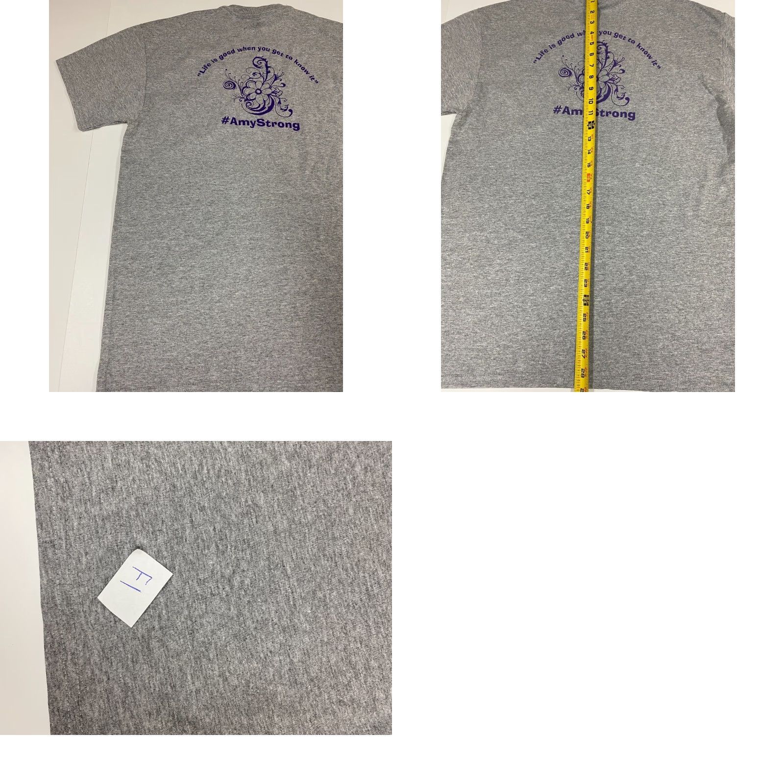 Gildan Amy Strong Mens T-Shirt L Gray Crew Neck Short Sleeve Cotton Spandex Logo Peanuts USA Classic Vintage: No Size US L / EU 52-54 / 3 - 8 Thumbnail