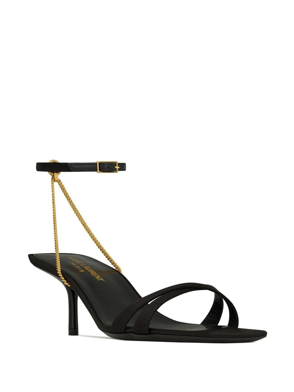 Saint Laurent Paris o1tp1o0125 Melody Sandals In Crepe Satin in Black Size US 7.5 / IT 37.5 - 2 Thumbnail