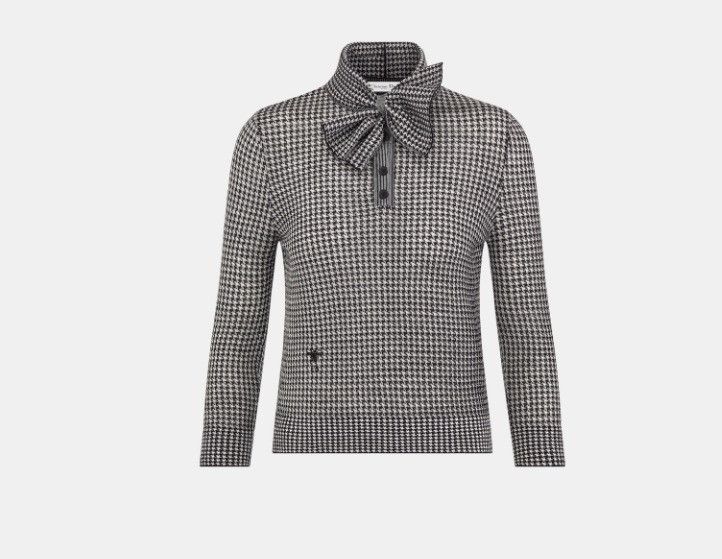 Dior o1w1db11124 Bow Collar Sweater in Black & White Size XS / US 0-2 / IT 36-38 - 1 Thumbnail