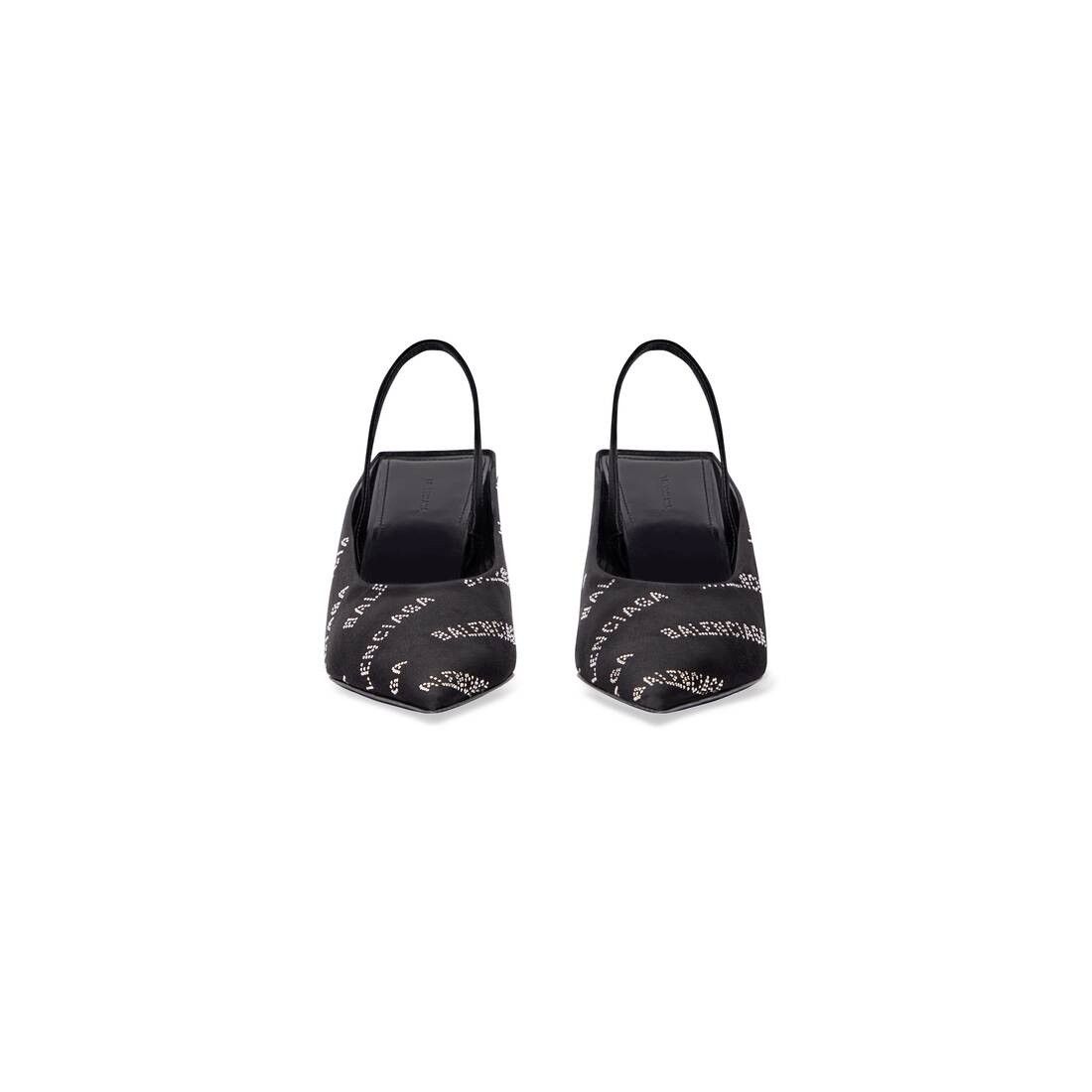 Balenciaga o1w1db10625 Square Knife Slingback 80mm Mules Rhinestones Size US 6 / IT 36 - 3 Thumbnail
