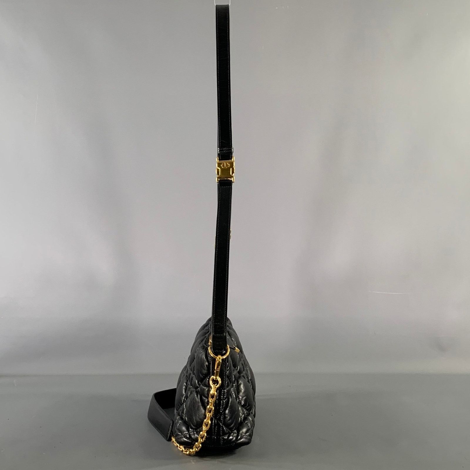 Dior CHRISTIAN DIOR Black Gold Cannage Leather Metal Bag Size ONE SIZE - 4 Thumbnail