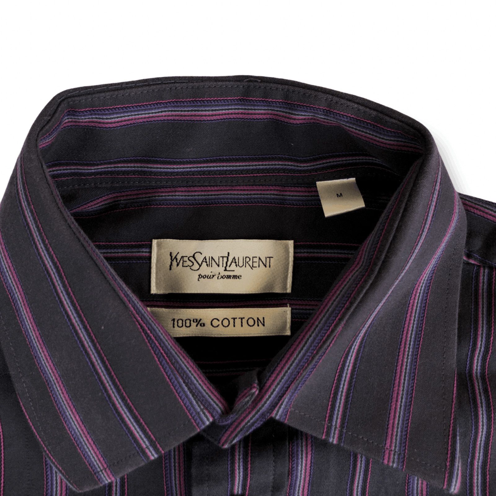 Vintage × Yves Saint Laurent YSL Shirt Striped Logo Size US M / EU 48-50 / 2 - 7 Thumbnail