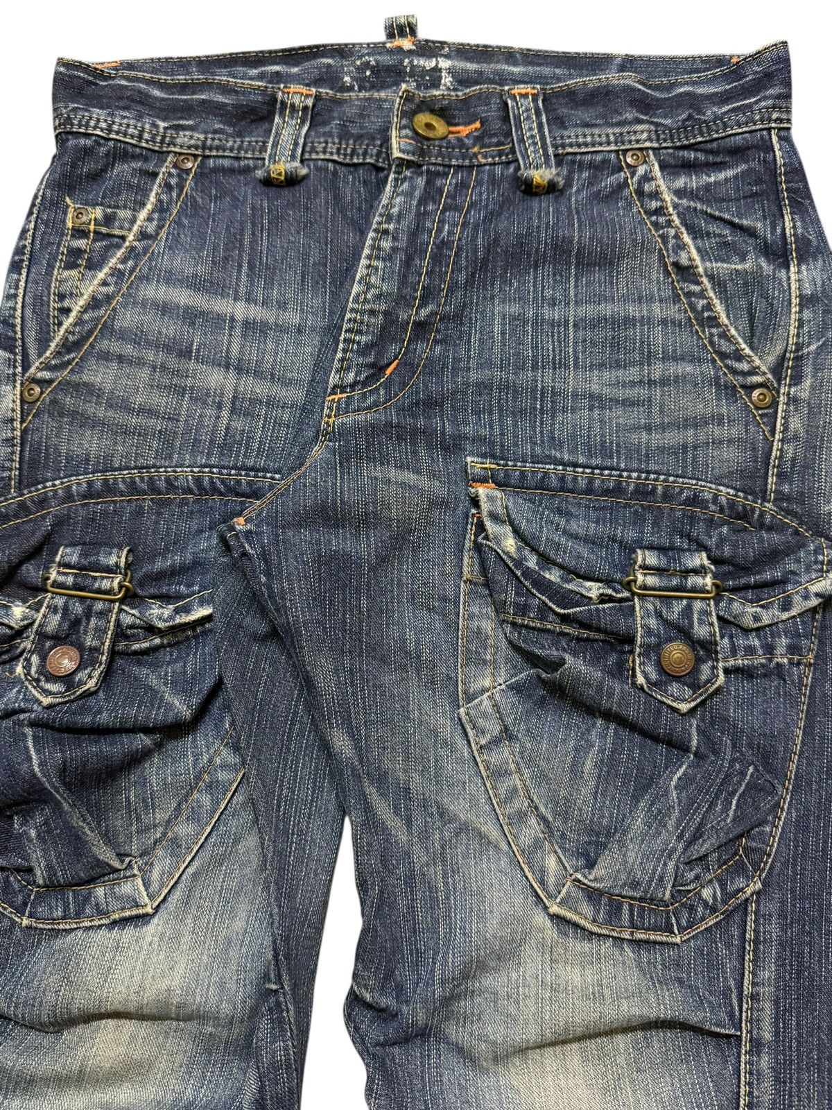 Edwin Vintage Y2K Edwin XV Tactical Pocket Blue Faded Wash Flared Size US 30 / EU 46 - 4 Thumbnail