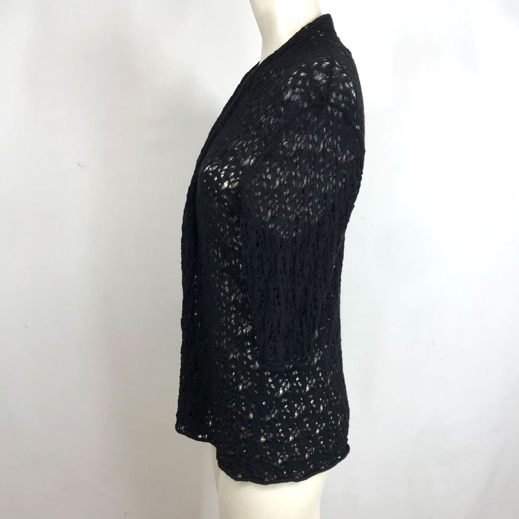 Eileen Fisher EILEEN FISHER - WOMEN'S LARGE BLACK SWEATER - CARDIGAN - 100% WOOL Size L / US 10 / IT 46 - 6 Thumbnail