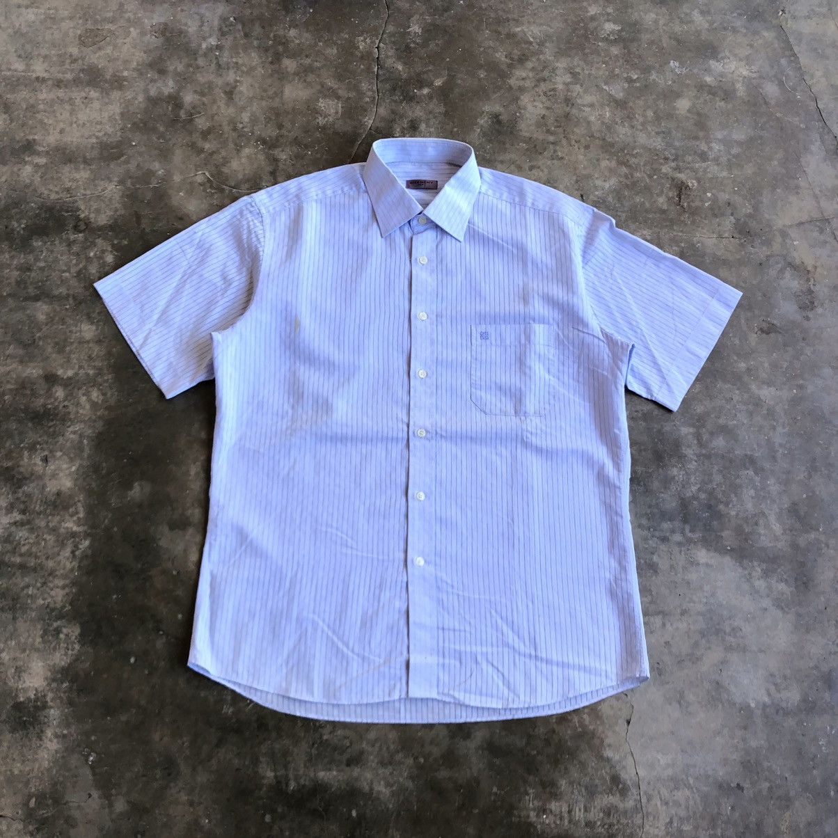 Givenchy 90s Vintage Givenchy Men Stripe Pocket Shirt Blue Luxury Size US XL / EU 56 / 4 - 1 Thumbnail