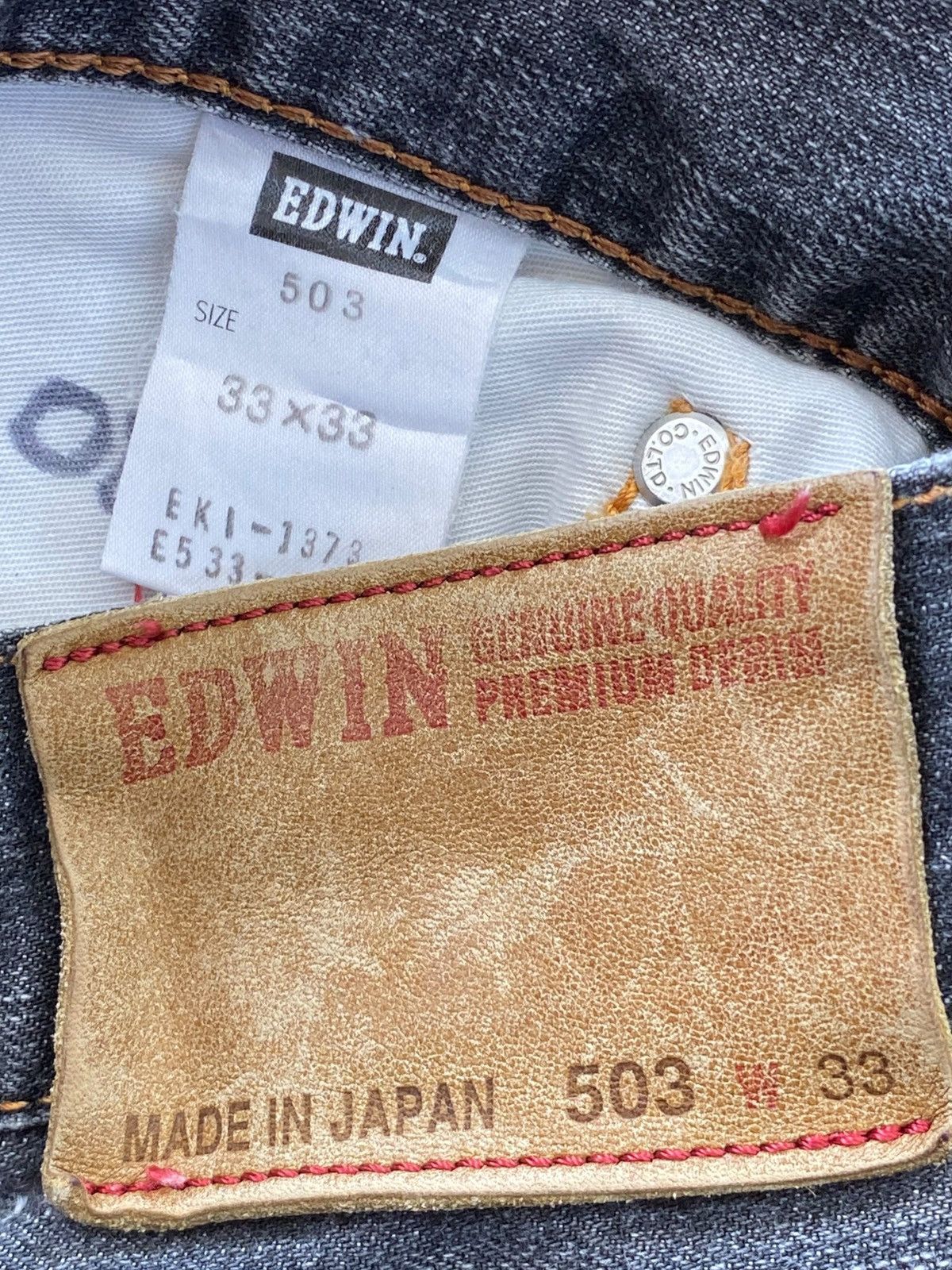 Edwin Edwin 503 Faded Blue Wash Patchwork Straight Leg Jeans Size US 32 / EU 48 - 11 Thumbnail