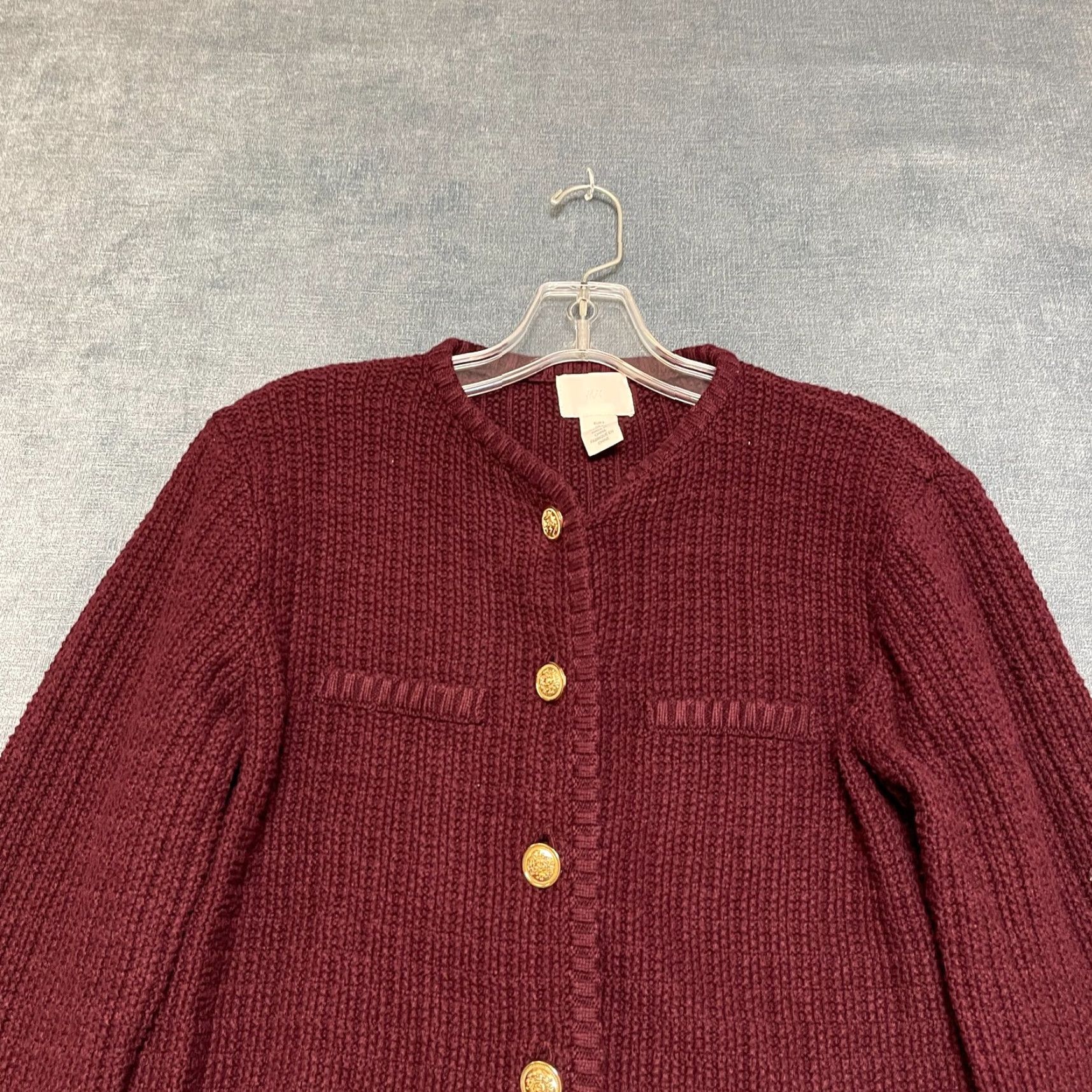 H&M H&M Short Cardigan Sweater Womens Small Red Textured Knit Slim Fit Round Neck Size S / US 4 / IT 40 - 4 Thumbnail