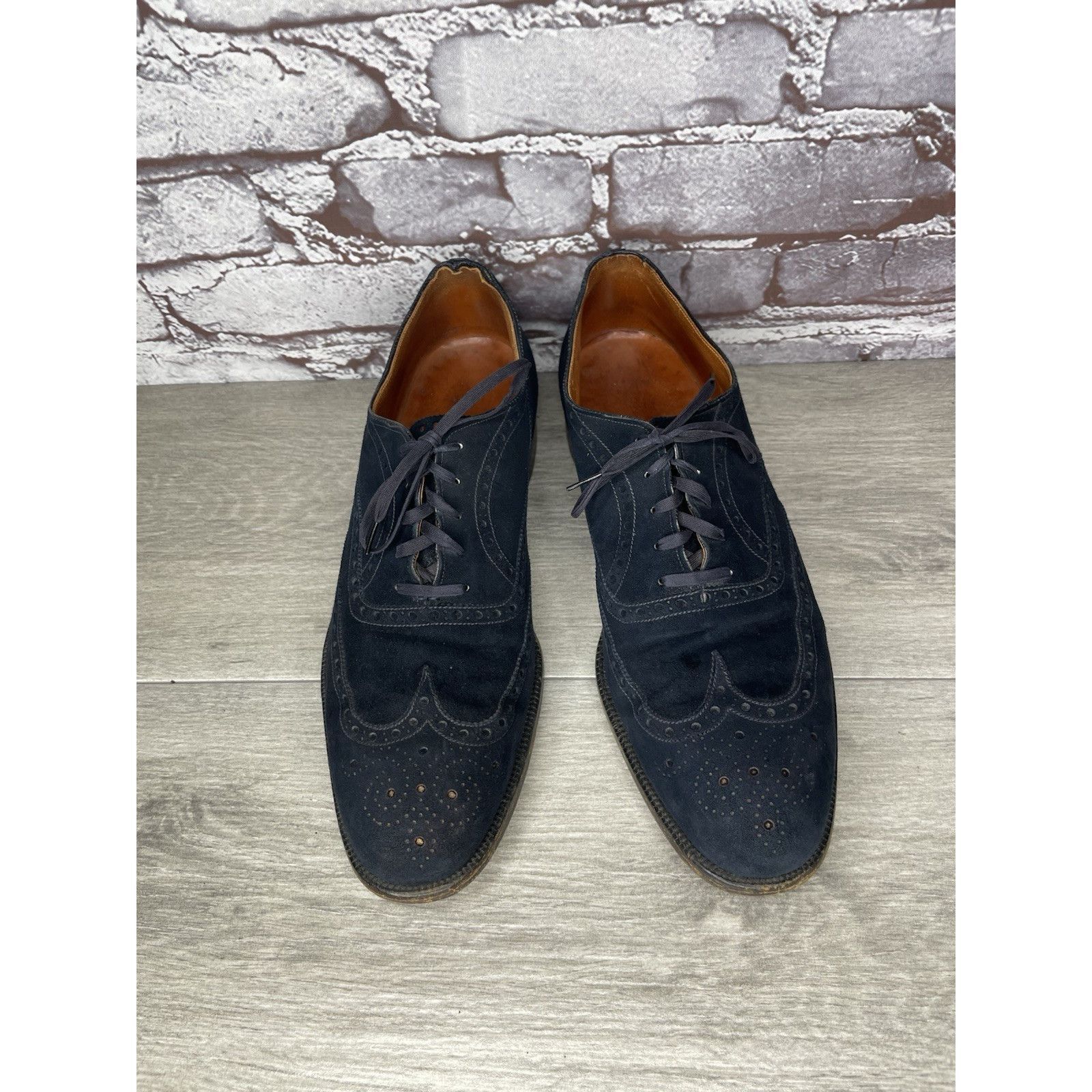 Saks Fifth Avenue Saks Fifth Ave Blue Suede Leather Wingtip Oxfords Lace Up Sh Size US 8 / EU 41 - 12 Thumbnail