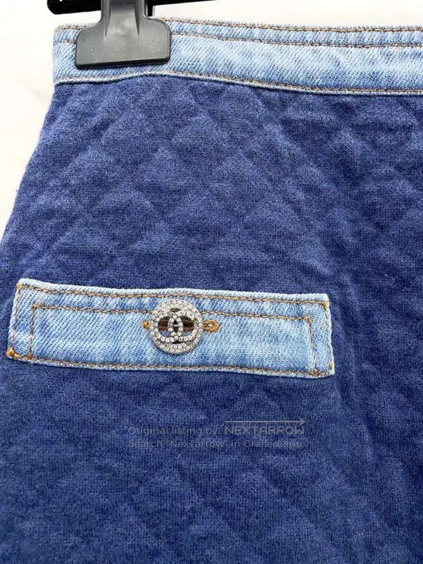 Chanel Chanel Blue Cotton Blend Short Skirt . Size 23" - 4 Thumbnail