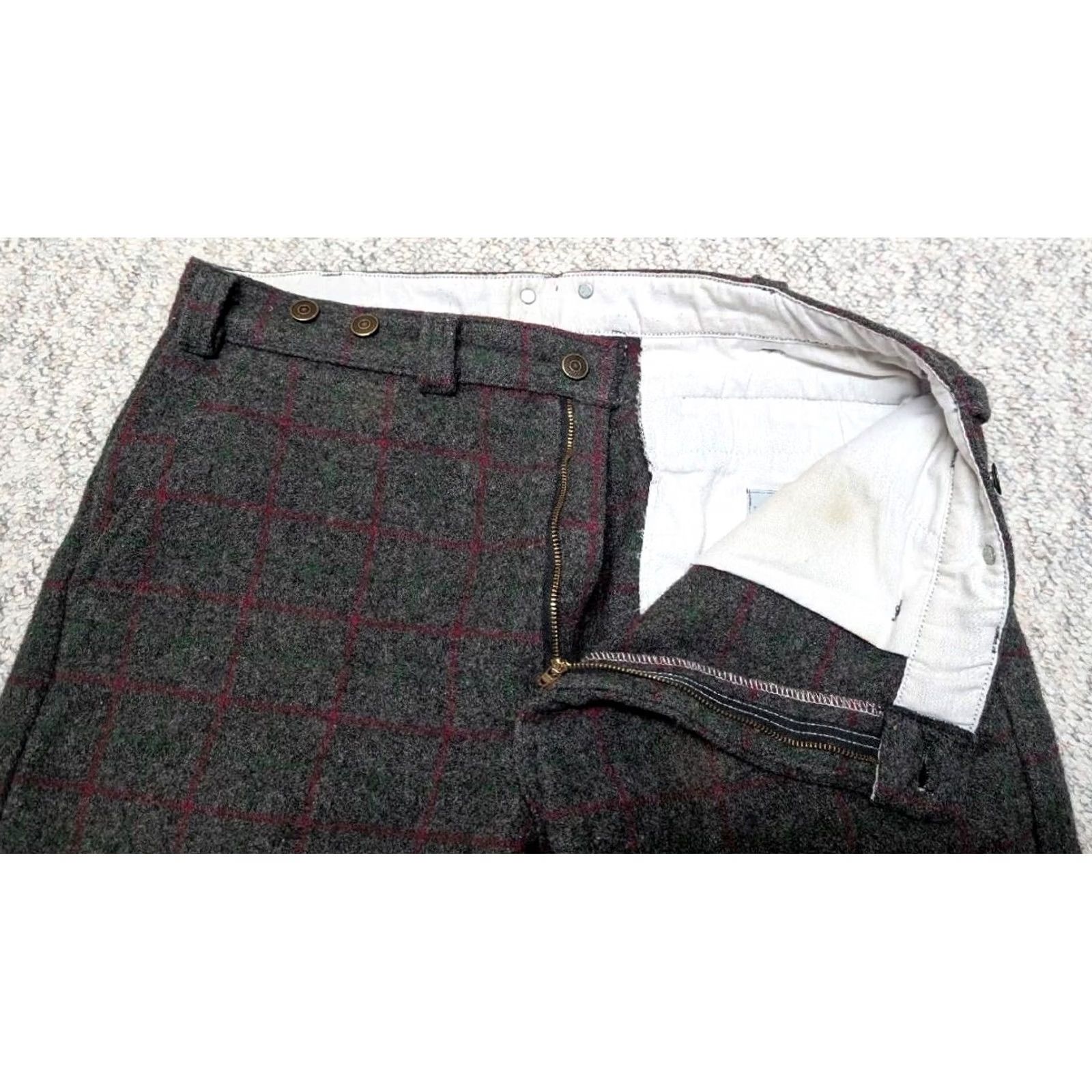 Vintage VINTAGE CODET Canada Made WOOL Pants 36x30 Gray Striped Windowpane Mens Wool Pants Canada Made Hunting Gray Wool Striped Windowpane 90s Mens Size US 36 / EU 52 - 4 Thumbnail