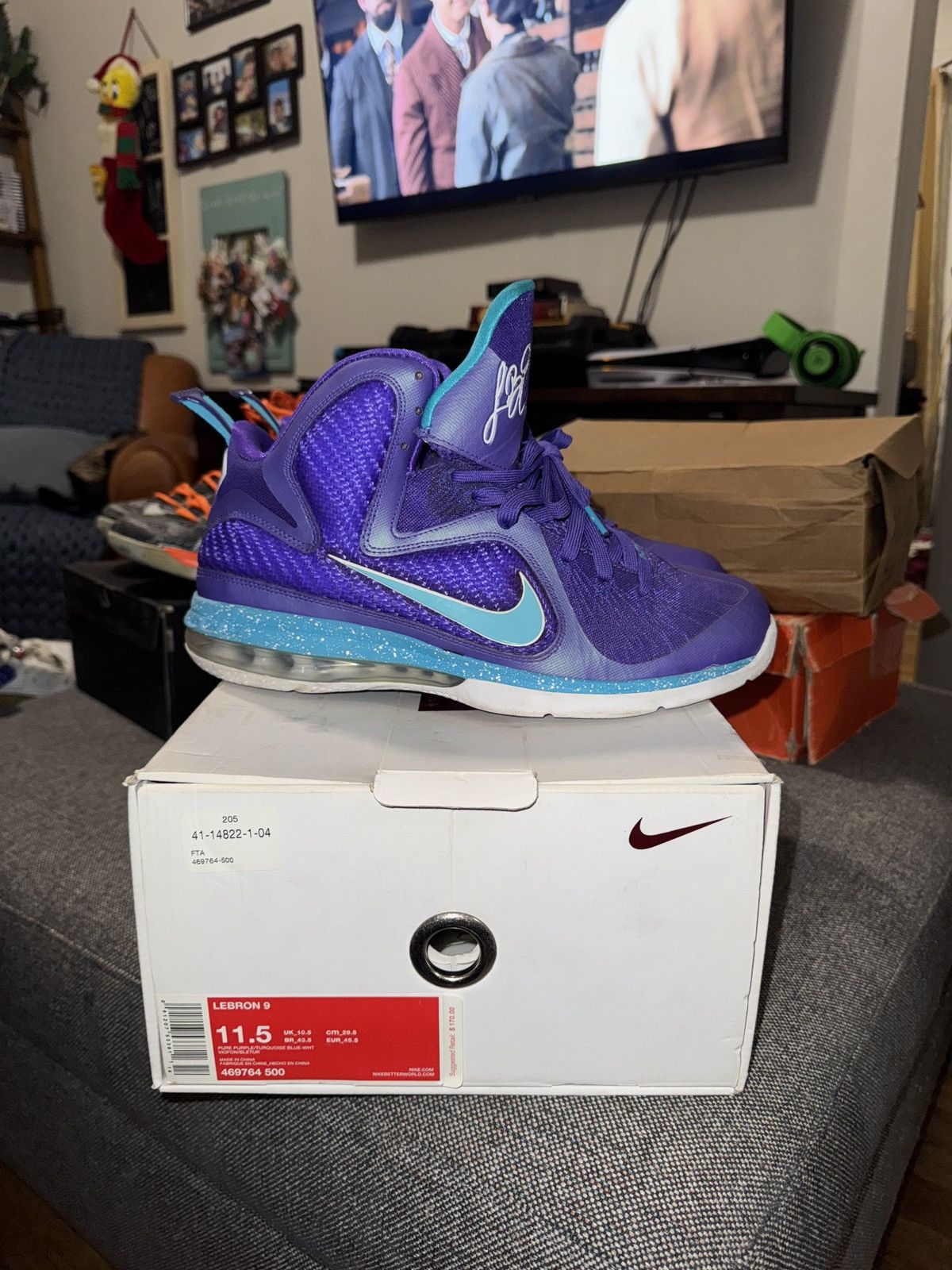 Nike Nike LeBron 9 Summit Lake Hornets Size US 11.5 / EU 44-45 - 4 Thumbnail