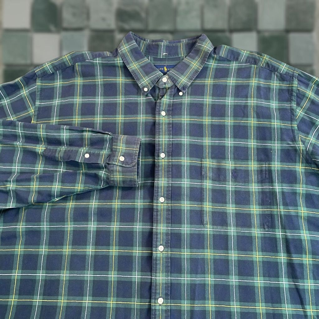 Polo Ralph Lauren Polo Ralph Lauren Shirt 4XLT Men Navy Tartan Plaid Long Sleeve Pony Preppy Size US XXL / EU 58 / 5 - 1 Thumbnail