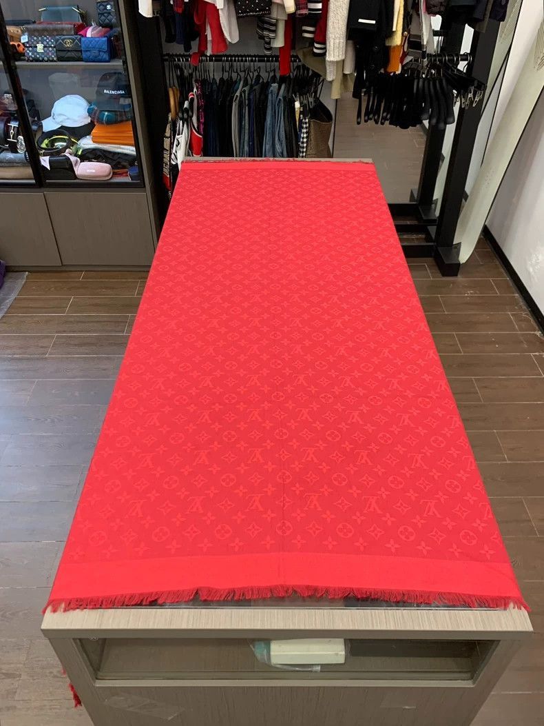 Louis Vuitton Louis Vuitton Red Monogram Silk Scarf- Size ONE SIZE - 3 Thumbnail