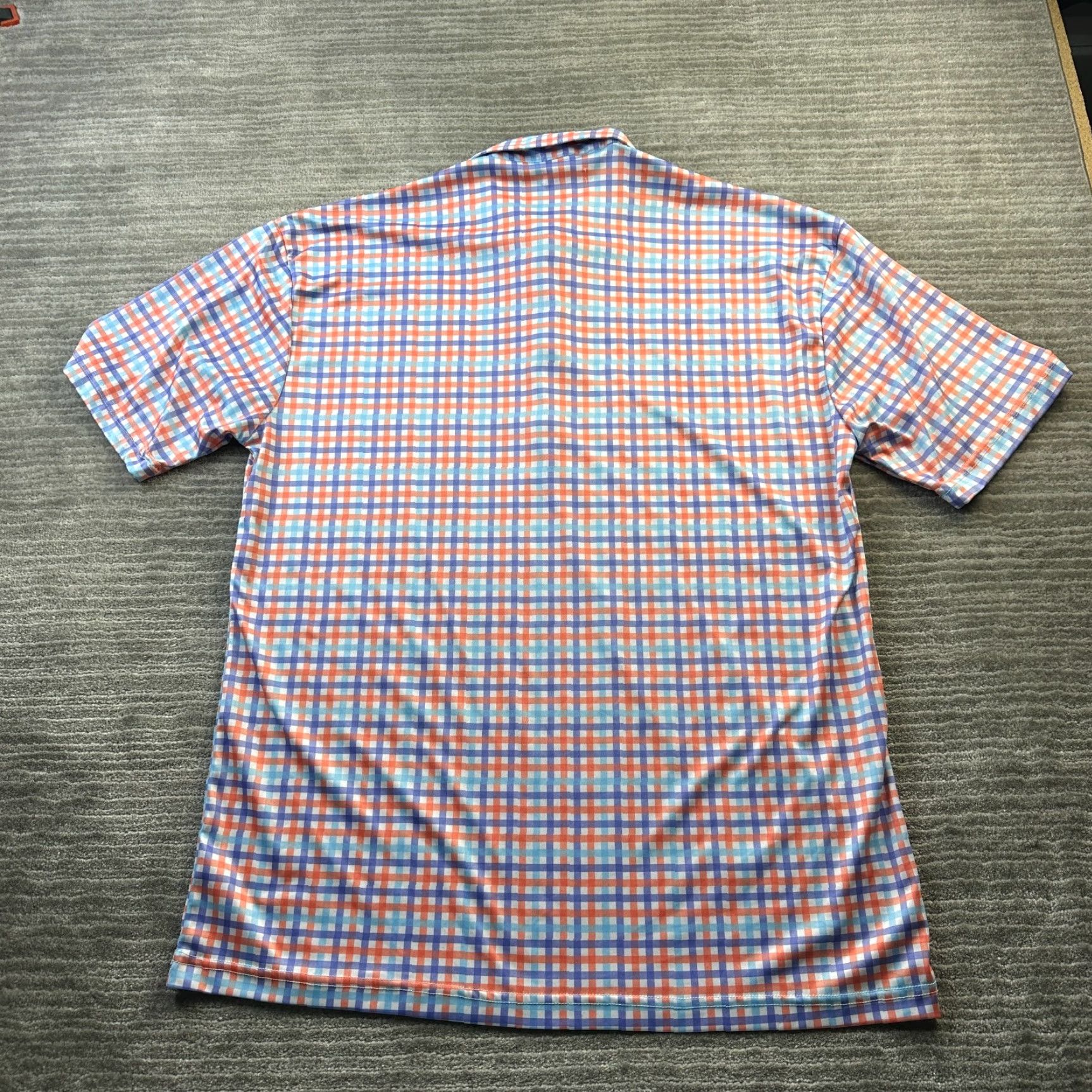CO Collars & Co Polo Shirt Mens 2XL Regular Short Sleeve Button Collared Gingham Plaid Multicolor Polyester Blend Size 48R - 2 Thumbnail