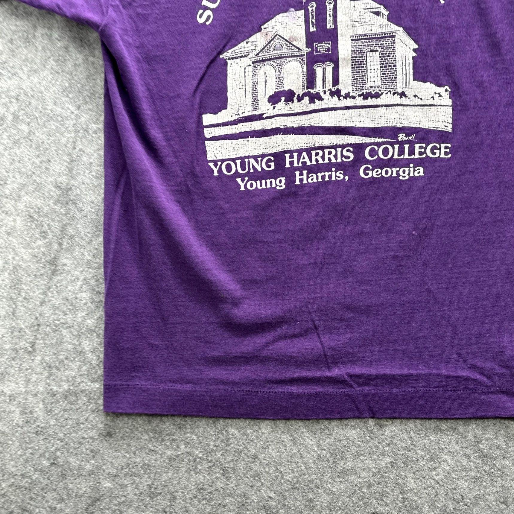 Vintage VINTAGE Susan B Harris Chapel College Shirt Mens Medium Purple Graphic Print Crew Neck 1892 Young Harris College Size US M / EU 48-50 / 2 - 4 Thumbnail