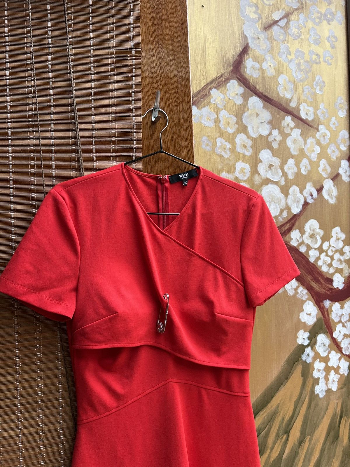 Versus Versace Versace Versus Red V-Neck Short Sleeve Wrap Front Mini Dress Size M / US 6-8 / IT 42-44 - 3 Thumbnail