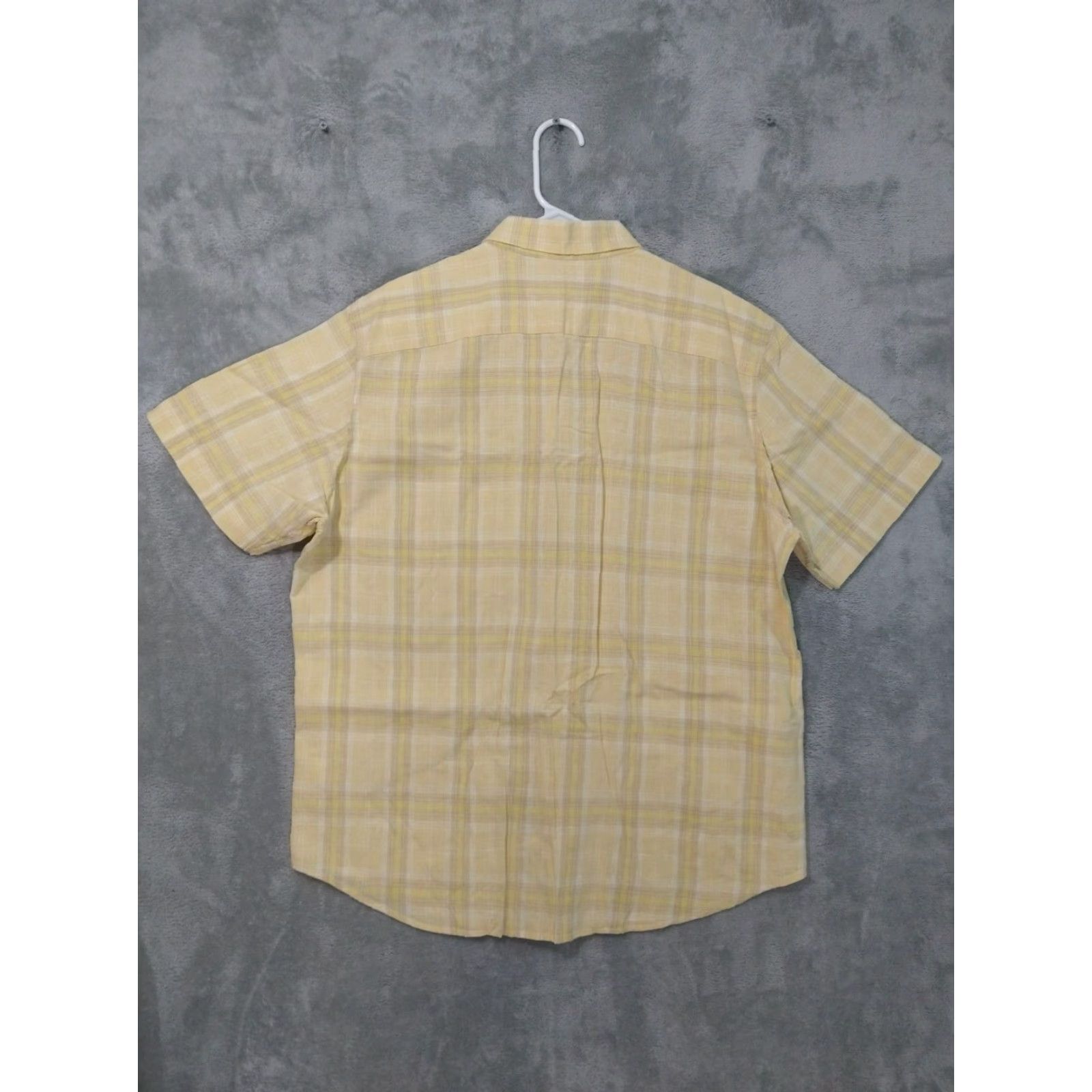 Banana Republic Banana Republic Shirt Mens Large Yellow Plaid Linen Blend Button Up Short Sleeve Size US L / EU 52-54 / 3 - 2 Thumbnail