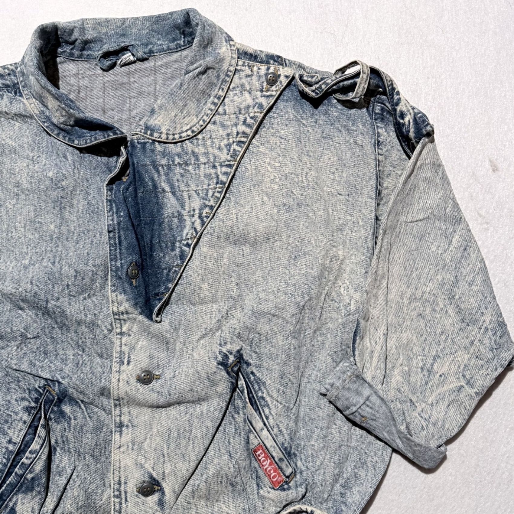 X-LARGE VINTAGE Boyco Jacket Women Blue Acid Wash Denim Tie Elastic Waist Retro - Large Denim Jacket Woman Blue Acid Wash Retro Tie Elastic Waist Large Size L / US 10 / IT 46 - 4 Thumbnail