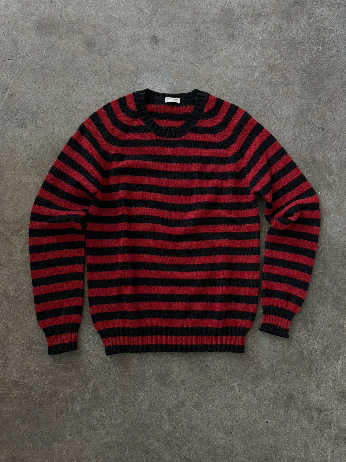 Saint Laurent Paris Saint Laurent Red Striped Sweater Wool Size US M / EU 48-50 / 2 - 1 Thumbnail