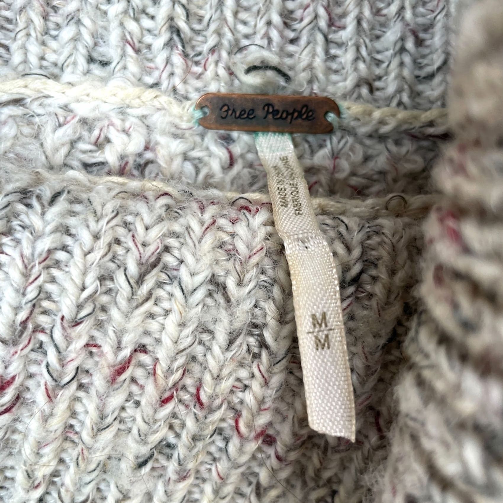 Free People Free People Womens Medium Beige Dylan Turtle Neck Chunky Knit Sweater Size M / US 6-8 / IT 42-44 - 5 Thumbnail