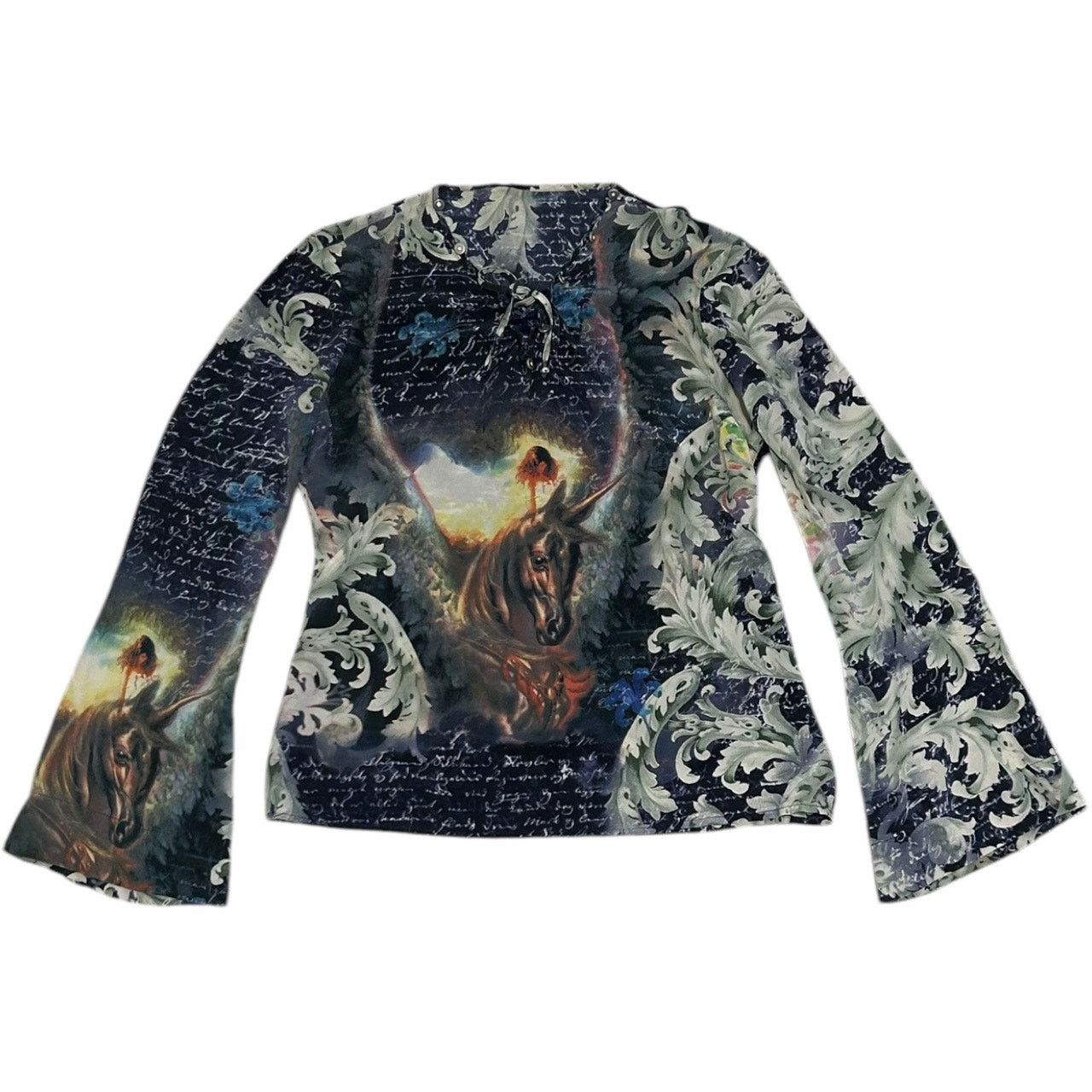 Voyage Fairycore Regency 90’s Voyage Silk Unicorn Bell Sleeve Top Size M / US 6-8 / IT 42-44 - 1 Thumbnail