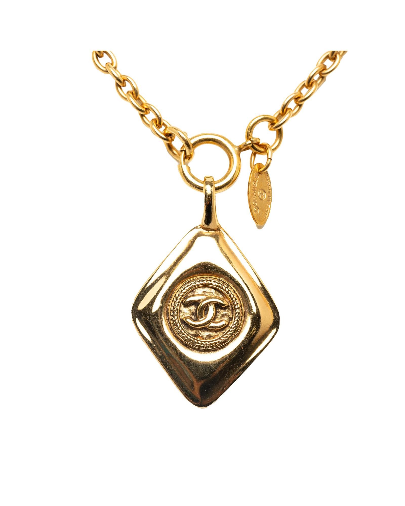 image of Chanel Gold-Tone Metal Pendant Necklace, Women's