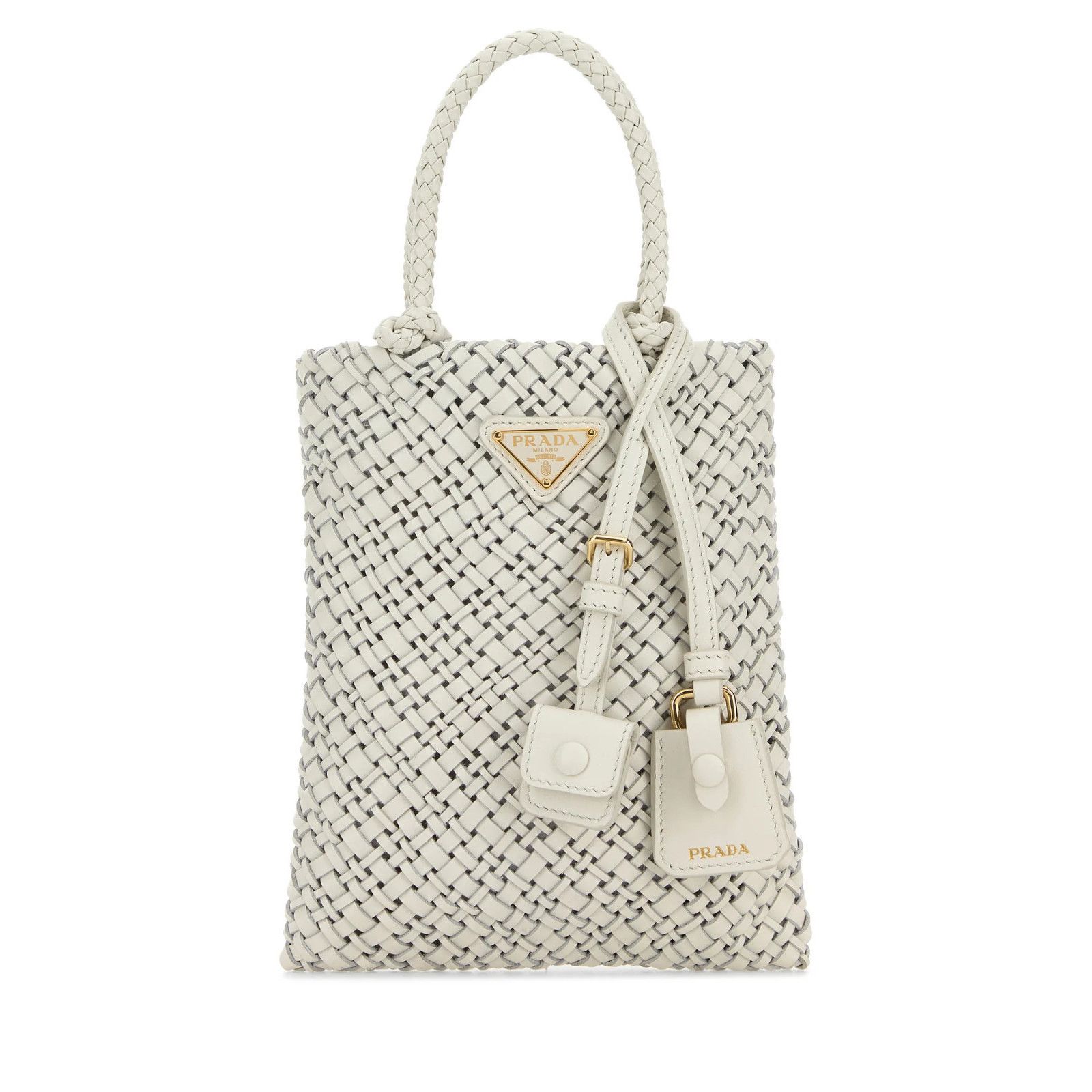 Prada PRADA Leather White Crochet Top Handle Bag New & Authentic Size ONE SIZE - 1 Thumbnail