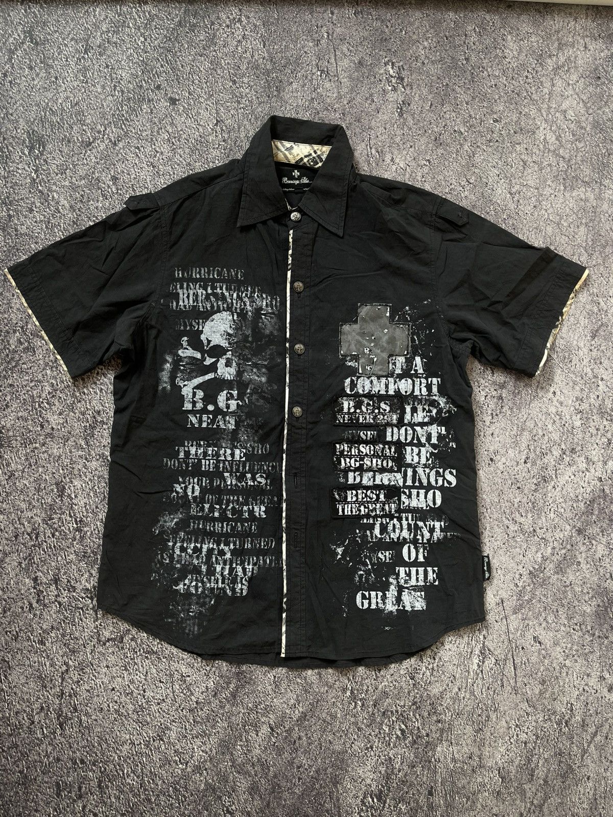 Japanese Brand Y2K Berning Sho Skull ifsixwasnine shirt Size US M / EU 48-50 / 2 - 1 Thumbnail