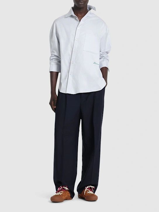 Jacquemus o1lsvrm0425 Chemise Cuadro Cotton Asymmetric in Light Grey Size US S / EU 44-46 / 1 - 3 Thumbnail