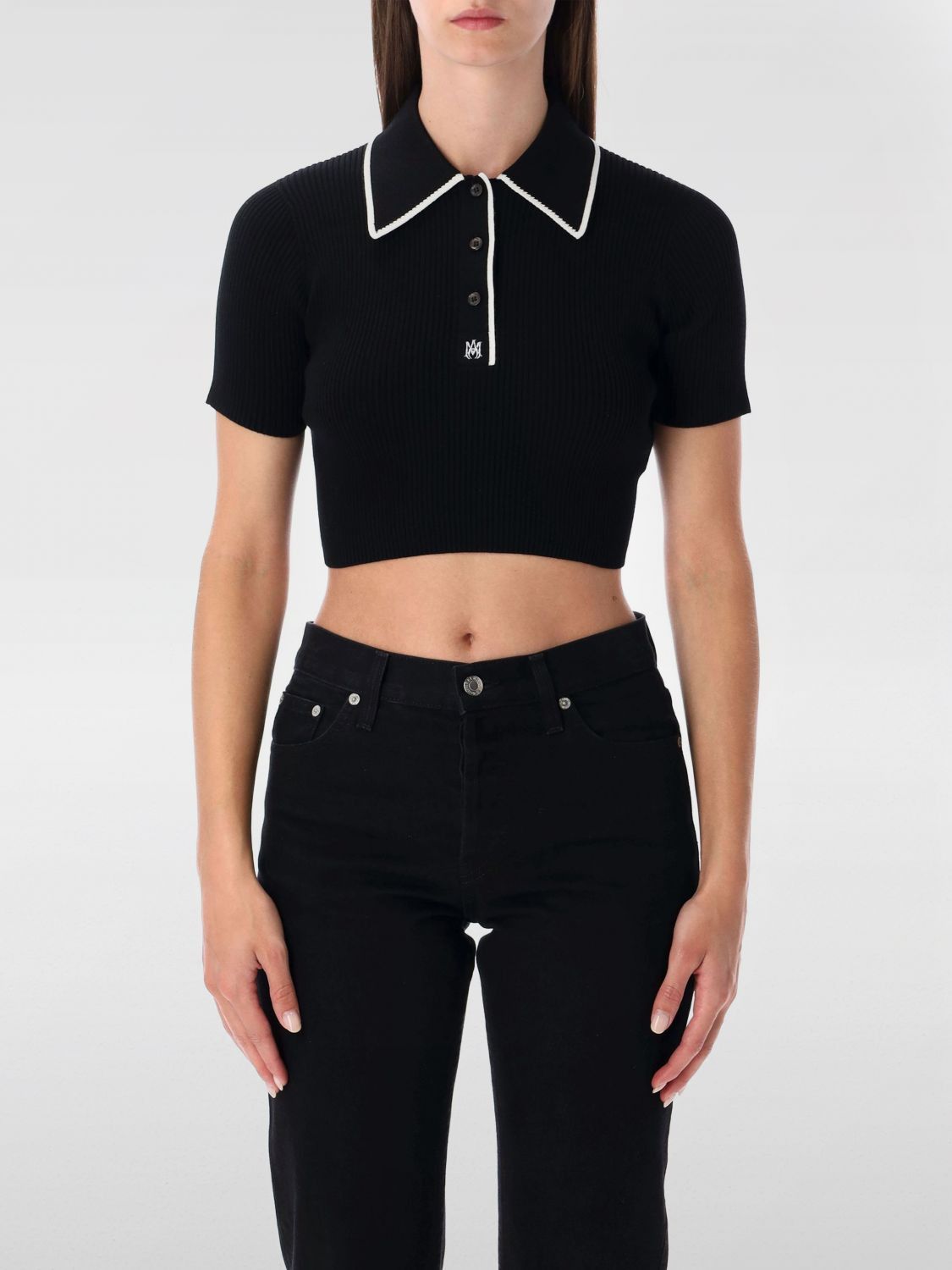 Amiri Amiri Polo Shirt Woman Black Size L / US 10 / IT 46 - 1 Thumbnail