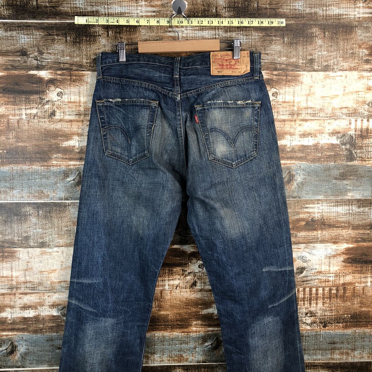 Levi's Levis 501 Blue Distressed ripped Denim jeans Pants #A2606 Size US 32 / EU 48 - 17 Thumbnail