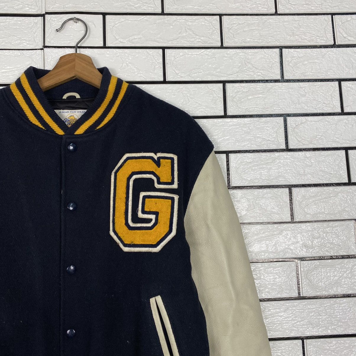 Golden Bear 🔥VINTAGE VARSITY LEATHER JACKET GOLDEN BEAR BIG MADE IN USA Size US M / EU 48-50 / 2 - 6 Thumbnail