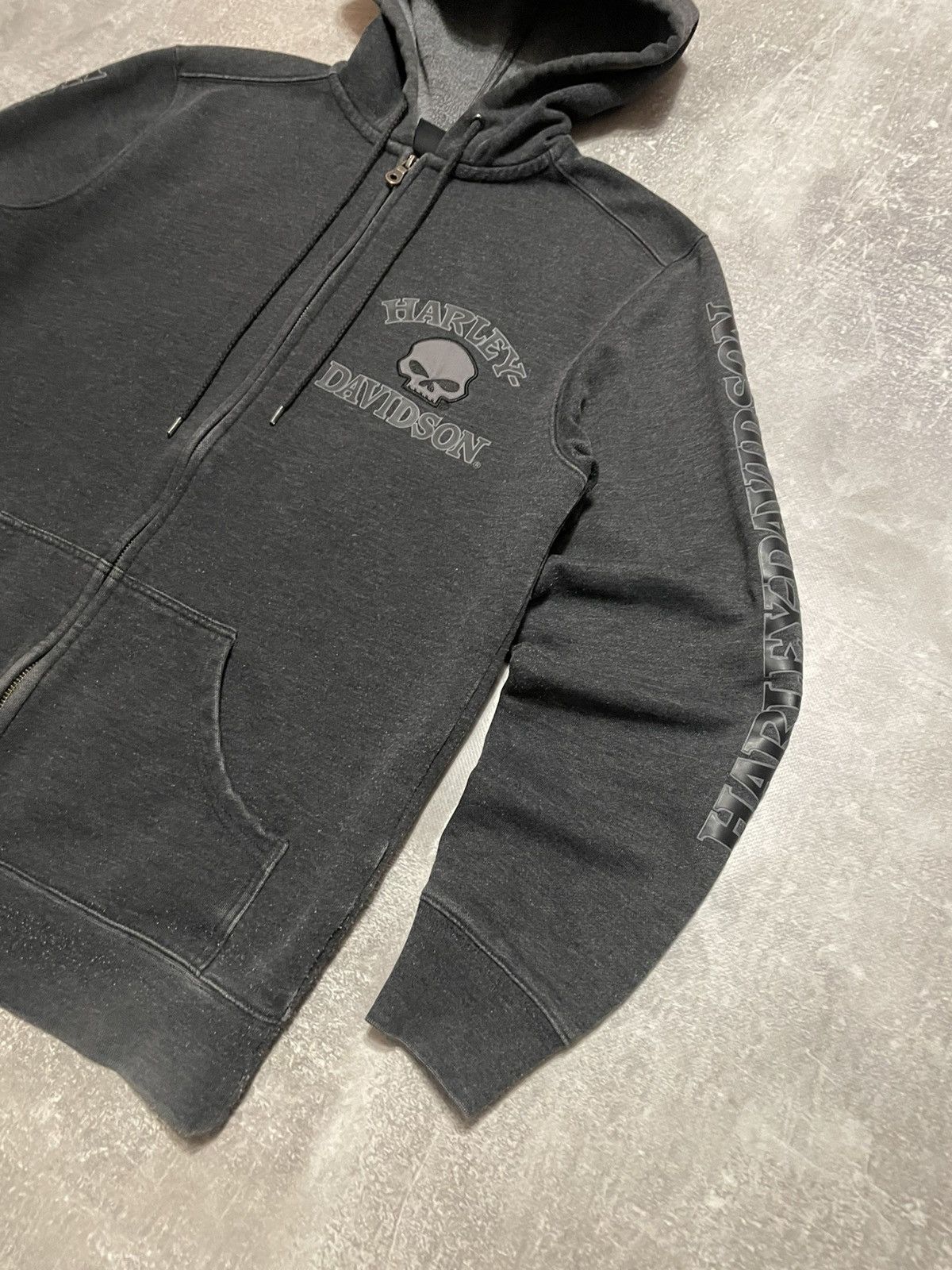 Harley Davidson × Vintage Vintage Harley Davidson Distressed Skull Zip-Up Hoodie Size US S / EU 44-46 / 1 - 5 Thumbnail